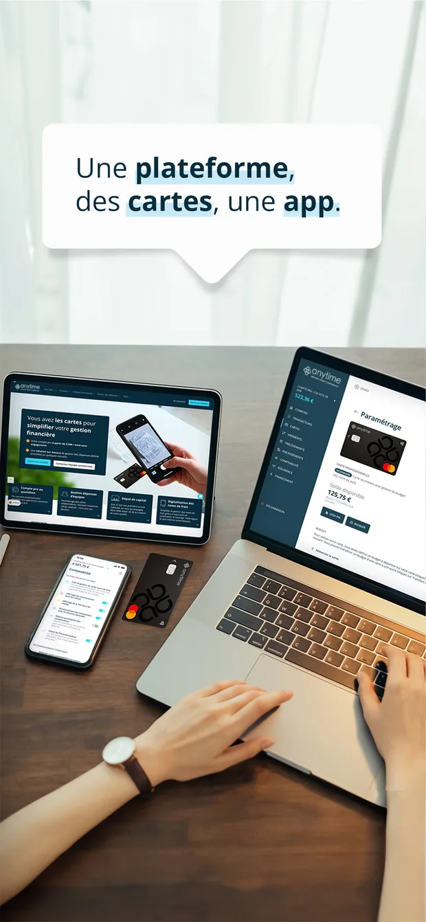 Plateforme, cartes et application — visuel officiel — application Anytime