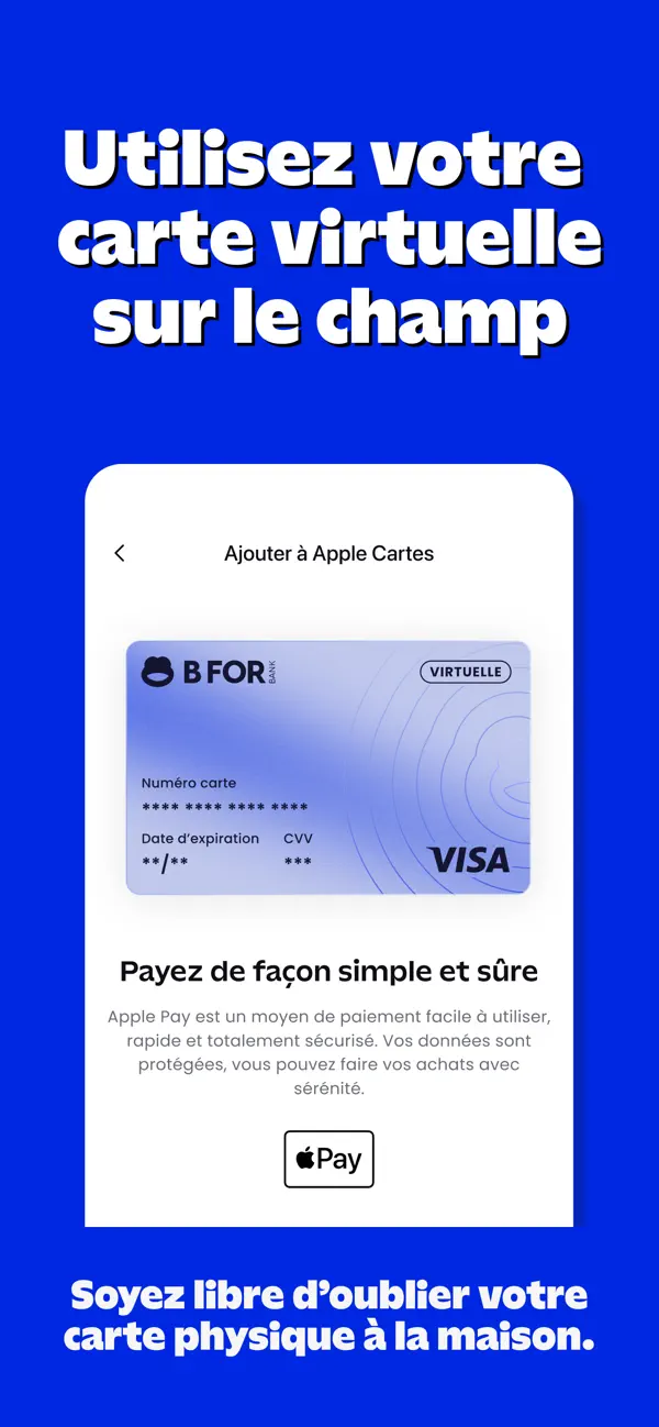 Carte virtuelle et Apple Pay — application BforBank