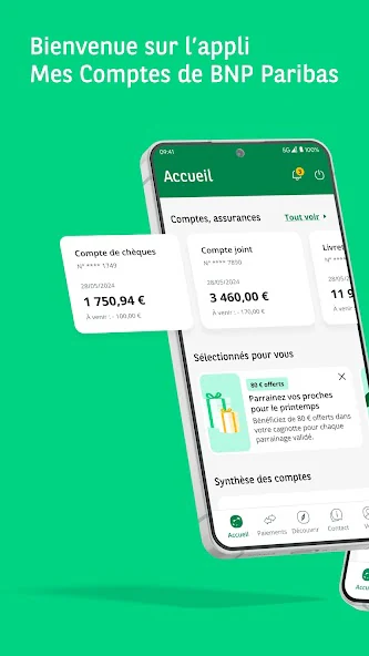 Accueil officiel de l’application Mes Comptes BNP Paribas