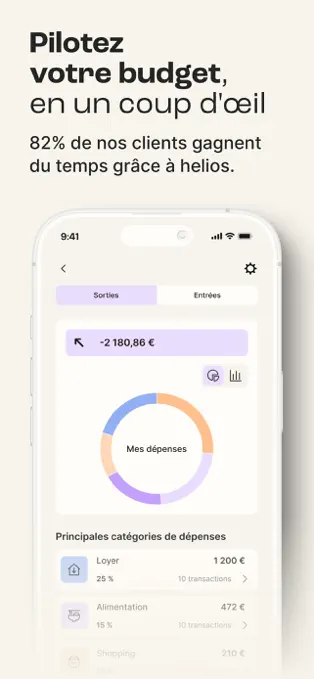 Capture officielle Helios : suivi et catégories du budget