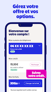 Capture officielle de gestion du compte mobile lebara publiée sur Google Play