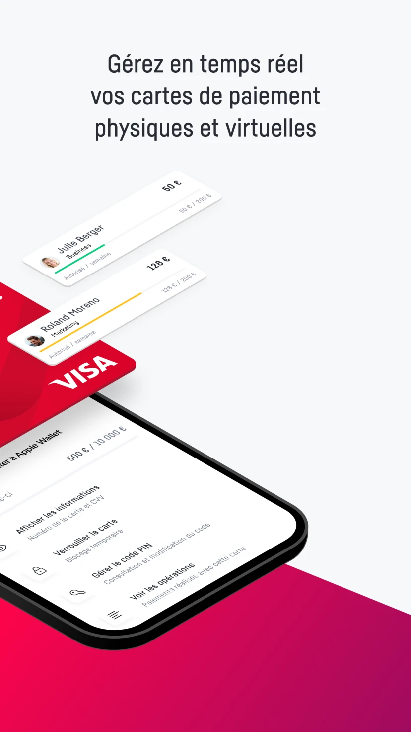 Gestion des cartes physiques et virtuelles — application Manager.one