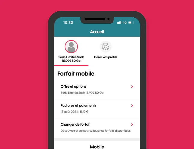Visuel officiel de MySosh : interface de gestion des abonnements