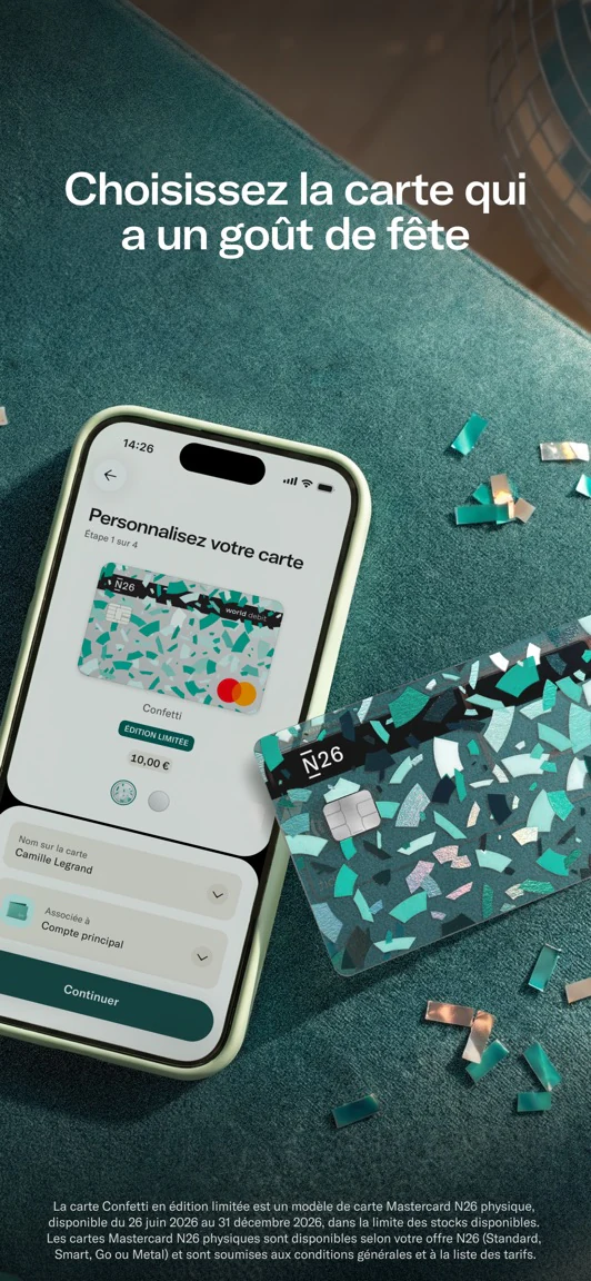 Écran officiel de gestion du compte N26