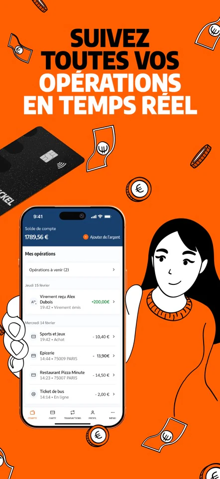 Écran officiel du suivi des opérations dans l’application Nickel