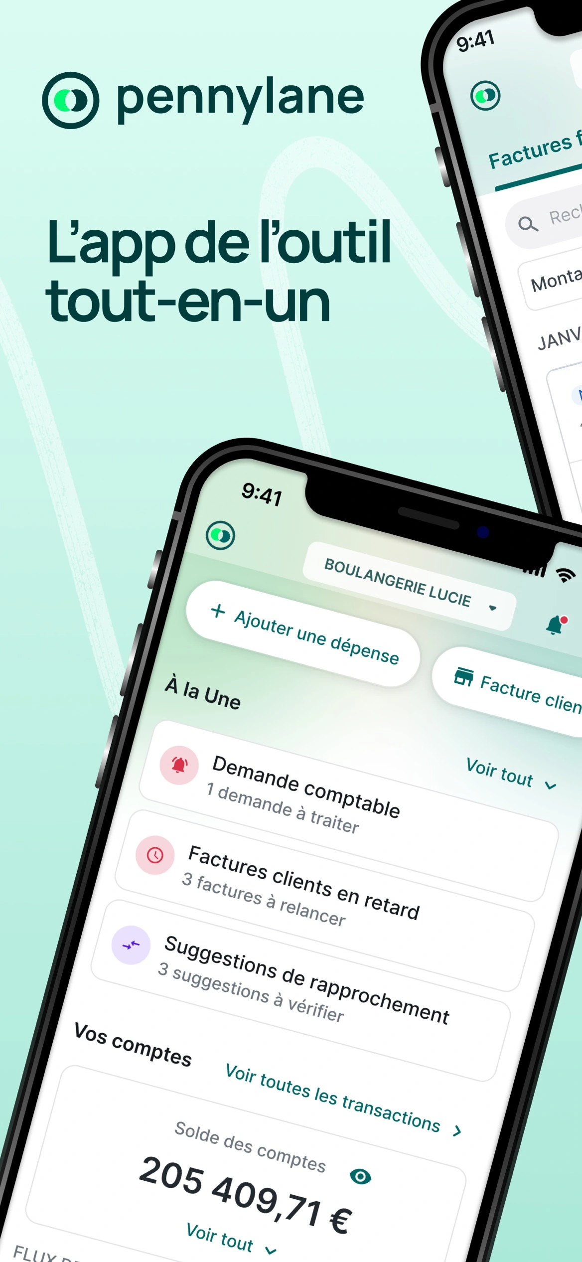 Vue d’ensemble de la gestion — application Pennylane