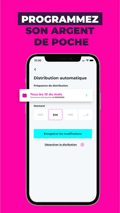 Capture officielle Pixpay : programmer l’argent de poche
