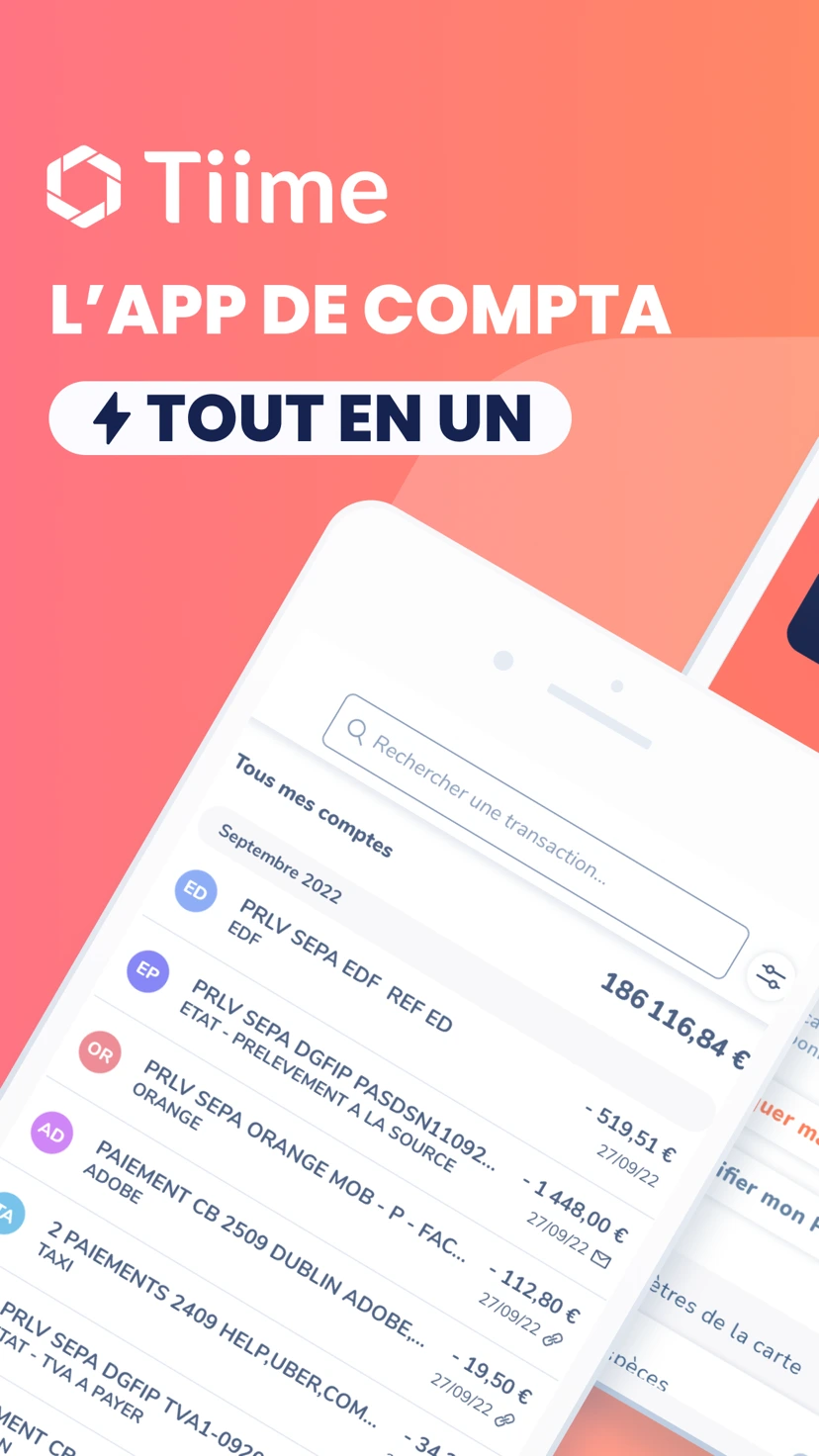 Transactions et gestion du compte — application Tiime
