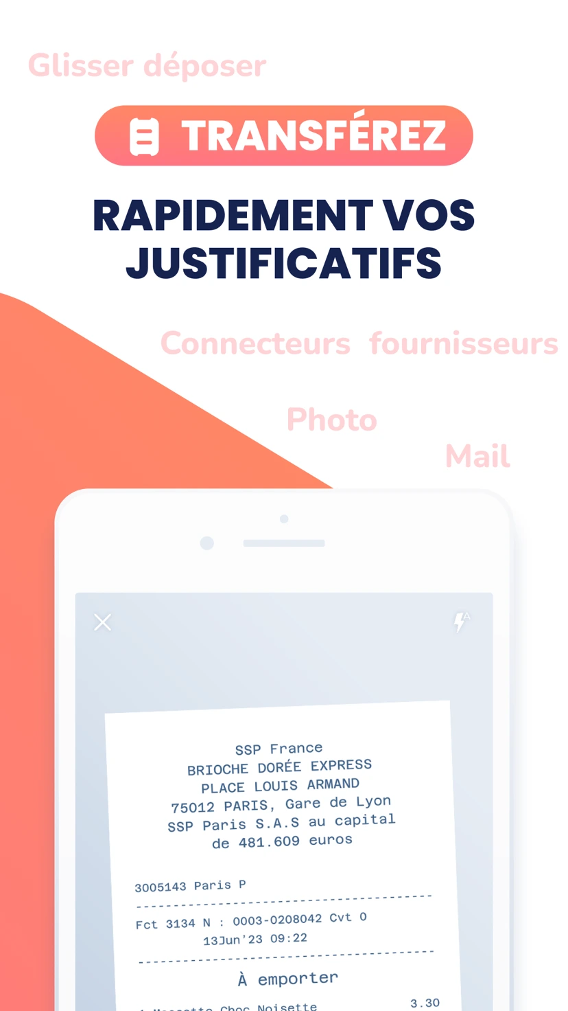 Transfert des justificatifs — application Tiime